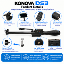 Load image into Gallery viewer, KONOVA Compact Motorized Slider DS3 for DJI Osmo Pocket 3, 4 & 4P