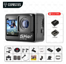 Load image into Gallery viewer, CERASTES 5K WiFi Anti-shake Action Camera 4K 60FPS Dual Screen 170° Wide Angle 30m Waterproof Sport Camera with Remote Control