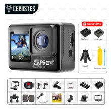 Load image into Gallery viewer, CERASTES 5K WiFi Anti-shake Action Camera 4K 60FPS Dual Screen 170° Wide Angle 30m Waterproof Sport Camera with Remote Control