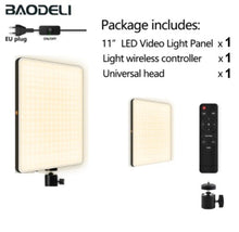 Load image into Gallery viewer, LED Fill Lamp Video Light Panel Bi-color 2700k-5700k Photography Lighting Live Stream Photo Studio Light With Stand EU Plug