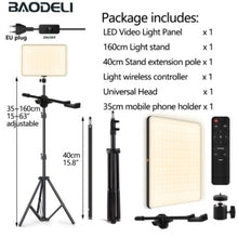 Load image into Gallery viewer, LED Fill Lamp Video Light Panel Bi-color 2700k-5700k Photography Lighting Live Stream Photo Studio Light With Stand EU Plug