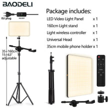 Load image into Gallery viewer, LED Fill Lamp Video Light Panel Bi-color 2700k-5700k Photography Lighting Live Stream Photo Studio Light With Stand EU Plug