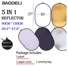 Load image into Gallery viewer, Photography Reflector 5-in-1 Light Reflectors Collapsible Portable Light Diffuser