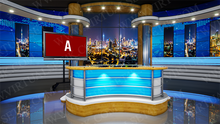 Load image into Gallery viewer, vMix Virtual Studio Set Digital Backgrounds 4K Video News Desk 134