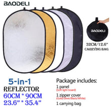 Load image into Gallery viewer, Photography Reflector 5-in-1 Light Reflectors Collapsible Portable Light Diffuser