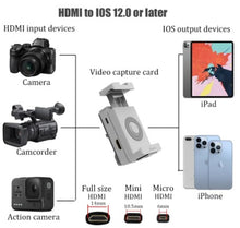 Load image into Gallery viewer, IPhone iPad As Camera Monitor HDMI IOS Stream Record Video Capture Card Camcorder