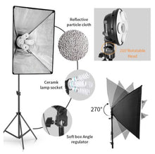 Load image into Gallery viewer, Photography Softbox 50x70 Lightbox Lighting Kit 5500K Lamp Continuous Light System With 2M Tripod For Photo Studio
