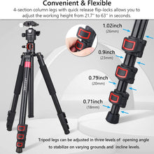 Load image into Gallery viewer, ZF60 Profissional Horizontal Tripod 63" 160cm