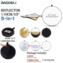 Load image into Gallery viewer, Photography Reflector 5-in-1 Light Reflectors Collapsible Portable Light Diffuser