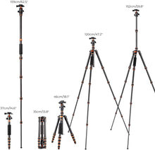 Load image into Gallery viewer, K&F Concept Carbon Fiber Tripod 60inch Lightweight Portable For DSLR Camera