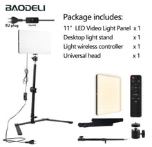 Load image into Gallery viewer, LED Fill Lamp Video Light Panel Bi-color 2700k-5700k Photography Lighting Live Stream Photo Studio Light With Stand EU Plug