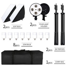 Load image into Gallery viewer, Photography Softbox Lighting Kit Four Lamp Softbox Kit 50x70CM Soft Box Equipment E27 Base