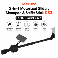 Load image into Gallery viewer, KONOVA DS3 Motorized Slider Monopod, Telescopic Selfie Stick for DJI Osmo Pocket 3 &amp; 4

