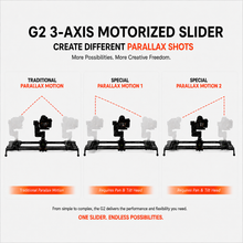 Load image into Gallery viewer, KONOVA G2 Wireless 3-Axis Motion Motorized Slider for Pan Tilt Tracking Timelapse Video shots
