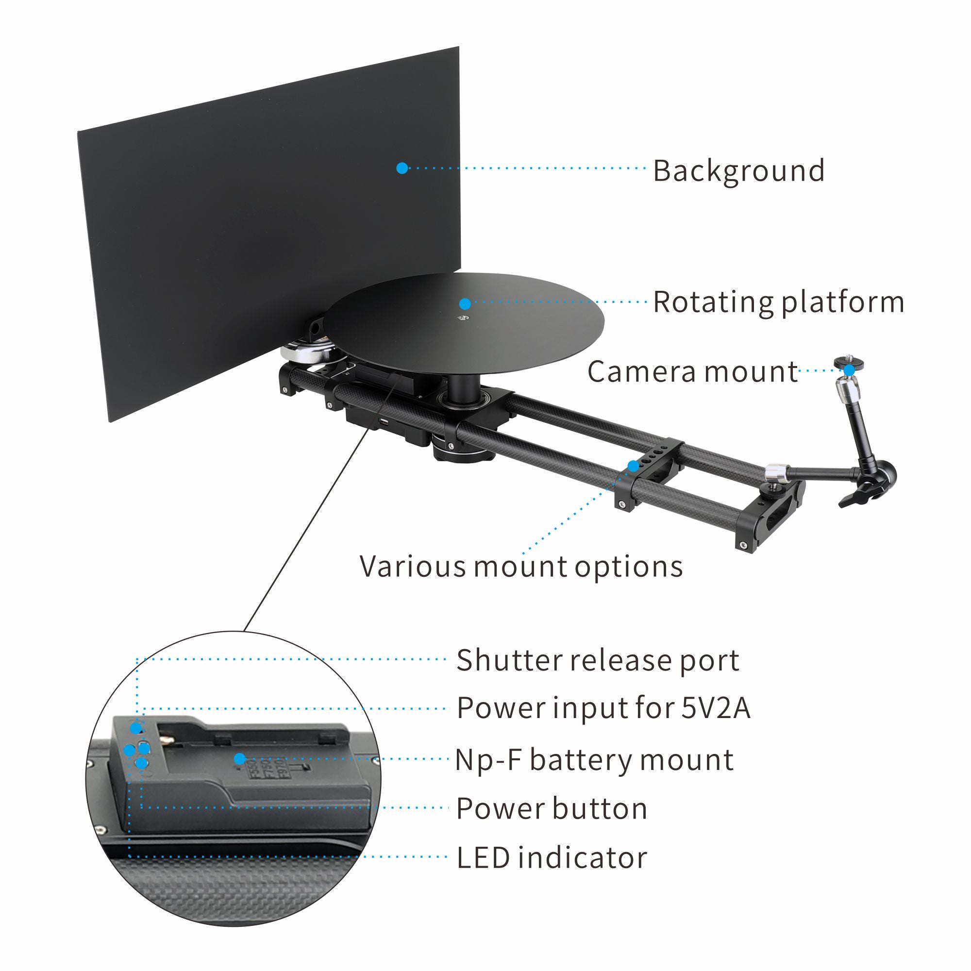 KONOVA Motorized 360 Rotating Spinner Platform Camera Rig for 360 Prod ...