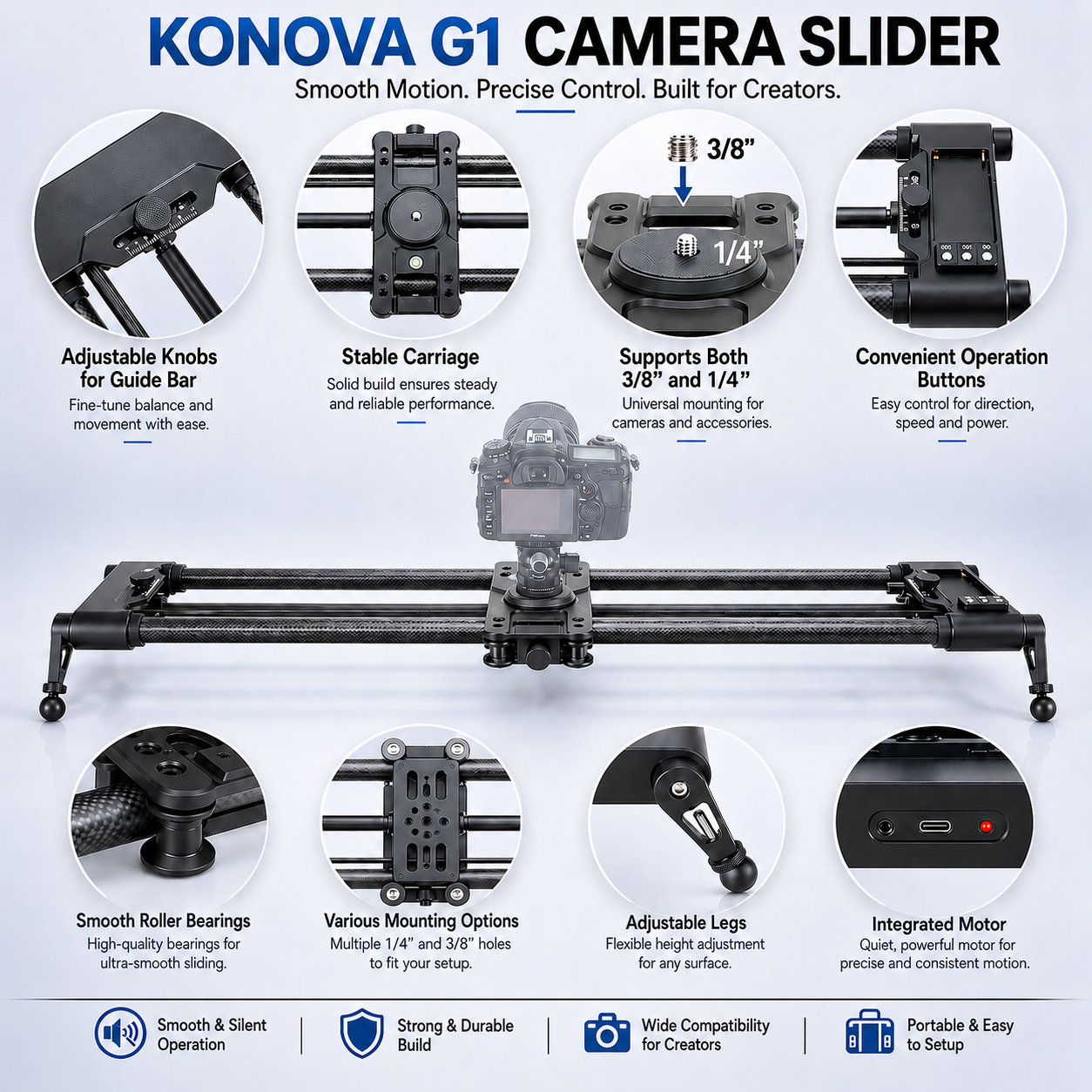 Konova G1 Wireless Motorized Intergrated Carbon Slider – konovaphoto