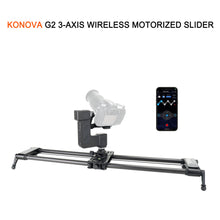 Load image into Gallery viewer, KONOVA G2 Wireless 3-Axis Motion Motorized Slider for Pan Tilt Tracking Timelapse Video shots
