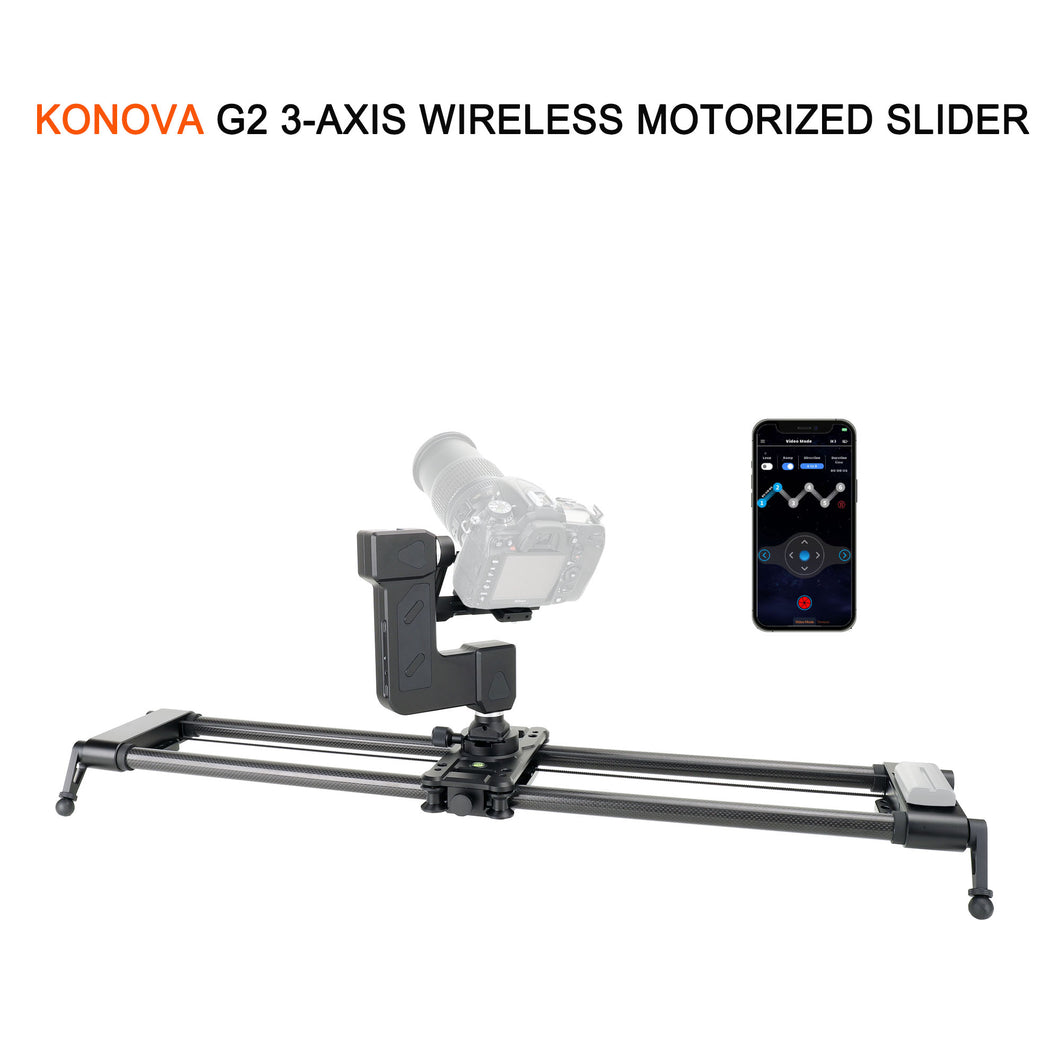 KONOVA G2 Wireless 3-Axis Motion Motorized Slider for Pan Tilt Tracking Timelapse Video shots