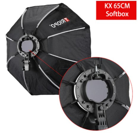 TRIOPO KX65 25.6inch/65cm Portable Octagon Softbox Reflector with Soft Cloth and S Bracket Compatible for Godox Speedlite Flash Light