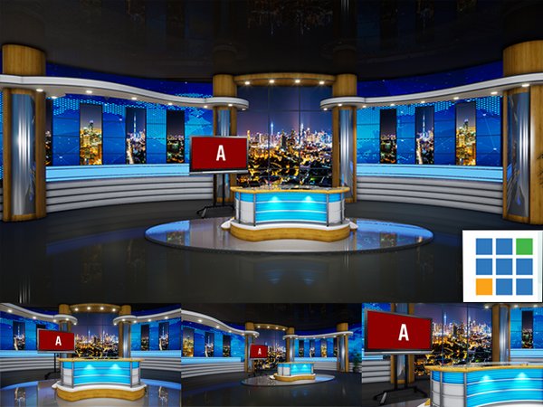 vMix Virtual Studio Set Digital Backgrounds 4K Video News Desk 134 ...