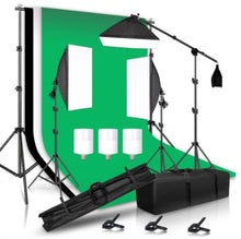 Load image into Gallery viewer, Background Photography Lighting Kit Including 2x2M Photo Muslin Backdrops &amp; Softbox &amp; Light Stand &amp;Portable Bag For Photo Studio
