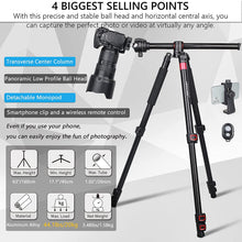 Load image into Gallery viewer, ZF60 Profissional Horizontal Tripod 63&quot; 160cm
