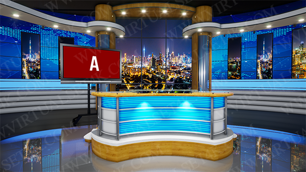 vMix Virtual Studio Set Digital Backgrounds 4K Video News Desk 134 ...