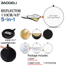 Load image into Gallery viewer, Photography Reflector 5-in-1 Light Reflectors Collapsible Portable Light Diffuser
