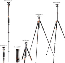 Load image into Gallery viewer, K&amp;F Concept Carbon Fiber Tripod 60inch Lightweight Portable For DSLR Camera
