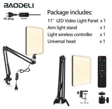 Load image into Gallery viewer, LED Fill Lamp Video Light Panel Bi-color 2700k-5700k Photography Lighting Live Stream Photo Studio Light With Stand EU Plug
